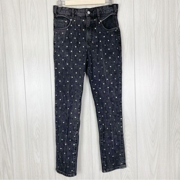 Anthropologie Denim - Pilcro & The Letterpress | High Rise Slim Black Rhinestone Jeans Size 27